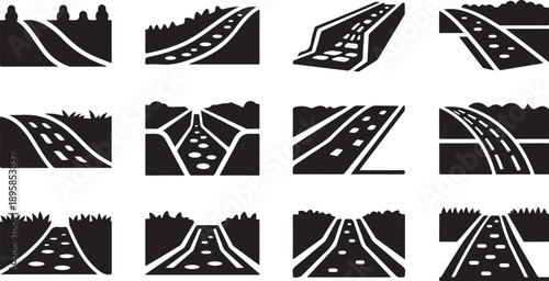 Various Roadway and Highway Graphics and Illustrations Collection