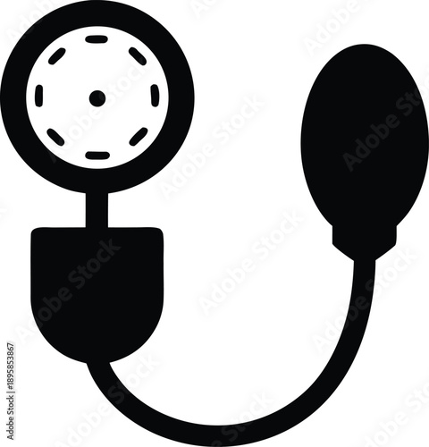 blood pressure cuff arm silhouette vector illustration on transparent background