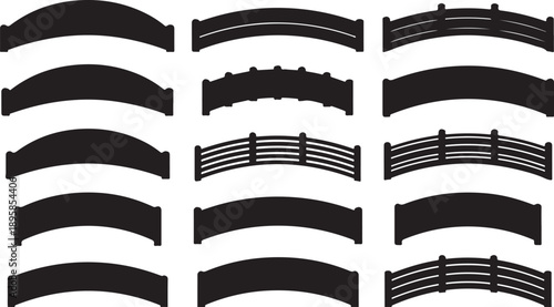 Collection of various black fence and railing designs