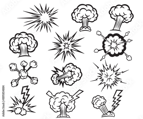 Collection of cartoon explosion and explosion effects