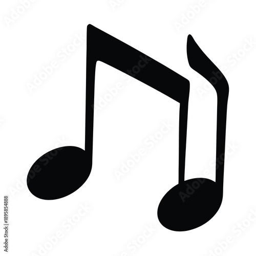 Two eighth note symbols in black, representing musical notation on white