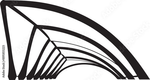 Geometric arch shape with multiple curved lines and angles