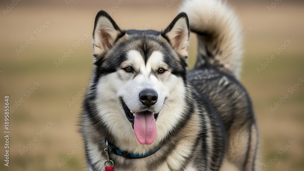 Fototapeta premium Happy Husky Dog Outdoors Smiling.