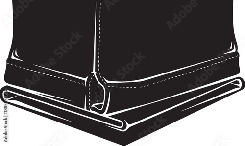 Black Leather Wallet with White Outline on Clean Background