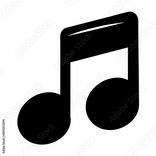 Isolated Eighth Note Icon on White Background for Music Notation