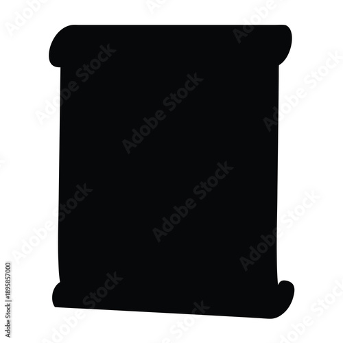 Silhouette of an old paper scroll, possibly parchment, blank and isolated