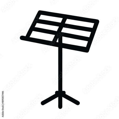 Music stand illustration with simple black lines on a white background