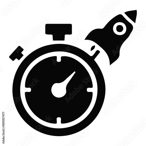 Fast Launching Stopwatch Icon Symbolizing Rapid Progress and Business Speed