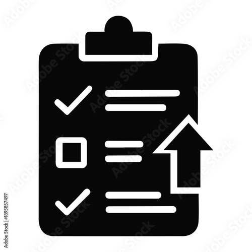 Checklist with Up Arrow Icon, Indicating Progress and Task Completion
