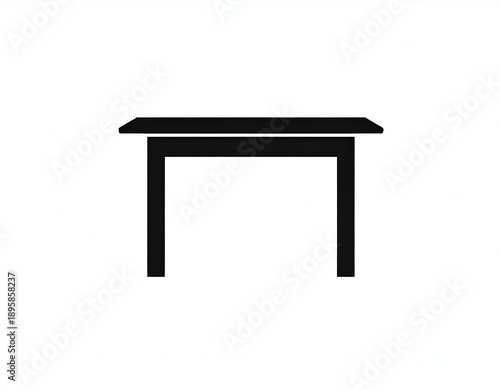 Black silhouette of a simple, four-legged table on a white background, presented in a minimalist and uncluttered style