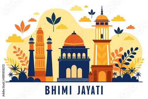 Celebrating bhimi jayati with iconic landmarks Vector