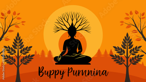 Serene meditation in autumnal splendor Vector