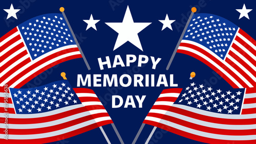 Celebrating memorial day with patriotic american flags Vector