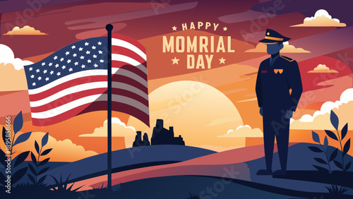 Honoring sacrifice: a soldier stands guard on memorial day Vector