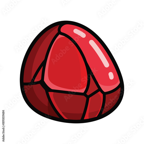 Red Jewel Gemstone Illustration Cartoon Style.