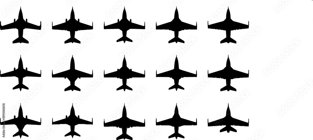 Obraz premium Supersonic Air Force Interceptor Silhouette Top View/Side View.