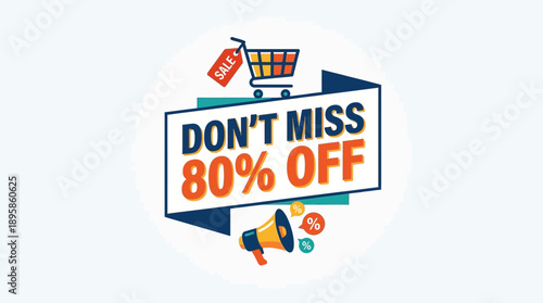 Enjoy 80% Off on Selected Items, Online Shopping, Promotional Graphic, Modern Design, Attention-Grabbing Visuals