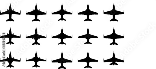 Supersonic Air Force Interceptor Silhouette Top View/Side View.