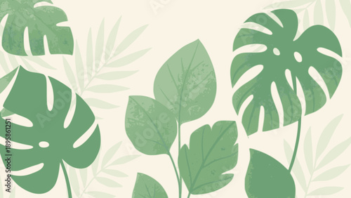 various foliage botanical nature plant forest leaves background flat color vector illustration template design