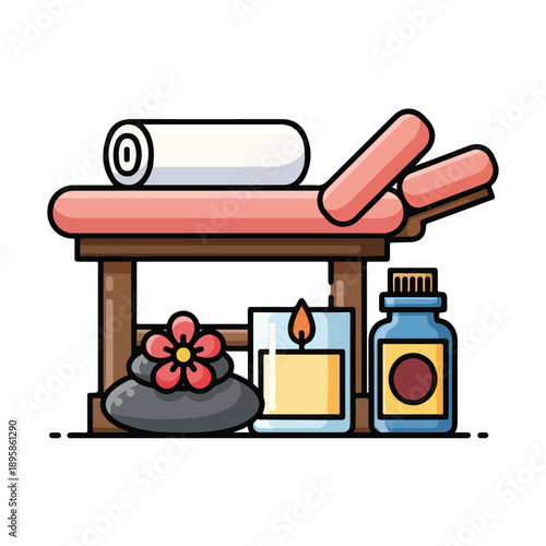 Spa Essentials on Wooden Table Display.