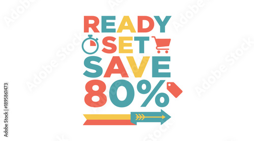 Shopping Savings Countdown, Online Retail, Graphic Design, Vibrant Colors, Eye-catching View, Savings Concept