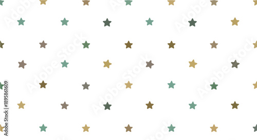 Repeating pattern of small muted stars on a white background, flat design, vector graphic.