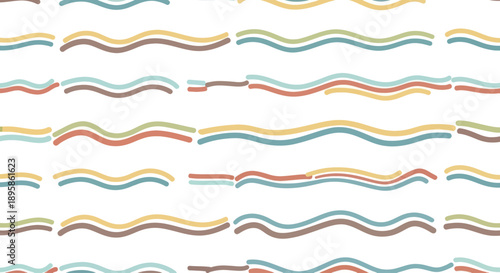 Abstract wavy lines in muted earth tones on a white background, minimalist vector art.