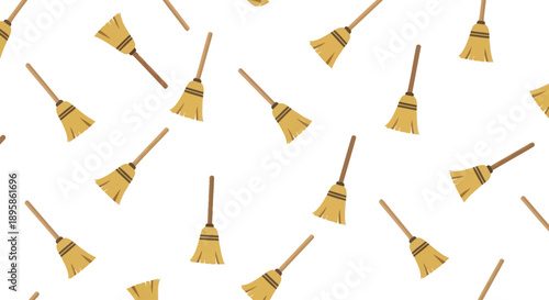 Simple broom pattern on white background, vector illustration