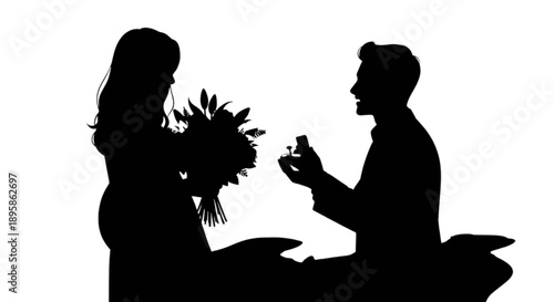 Man proposes to woman with flowers