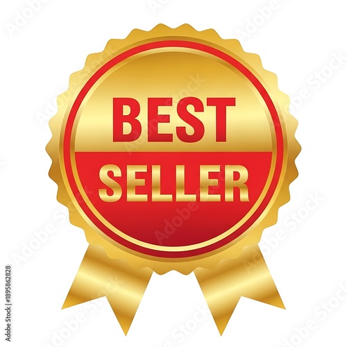 Gold Best Seller Award Ribbon Badge – Premium Quality Product Achievement Seal