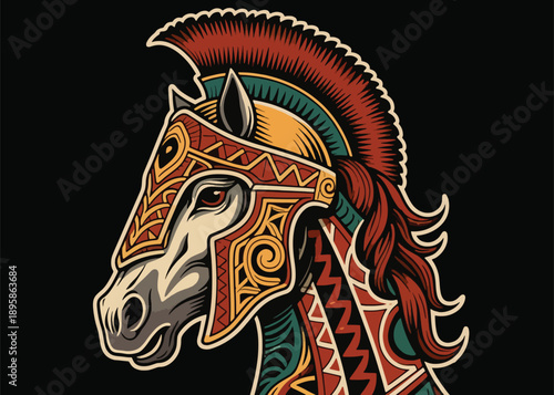 Spartan Horse Head Vector Illustrator Artwork Creative Design Template 