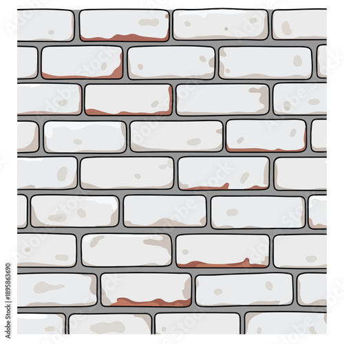 White Brick Wall with Peeling Paint.