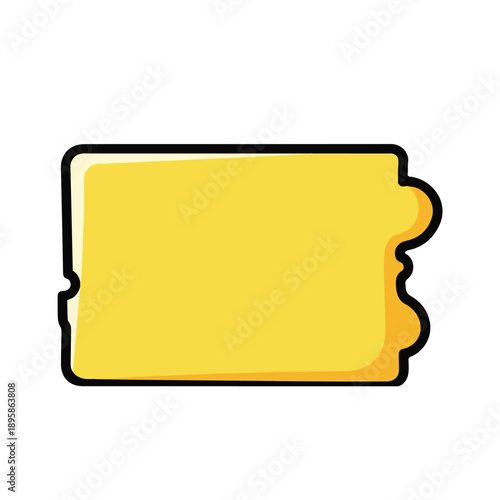 Yellow Ticket Stub with Tear Edge.