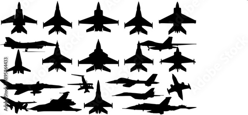 Supersonic Air Force Interceptor Silhouette Top View/Side View.