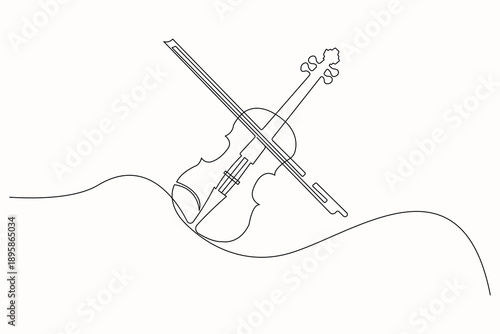 Violin outline continuous one line minimalist art
