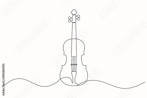Violin continuous one line drawing minimalist outline illustration
