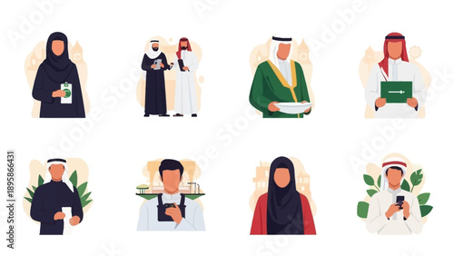 Diverse Middle Eastern people using technology and documents