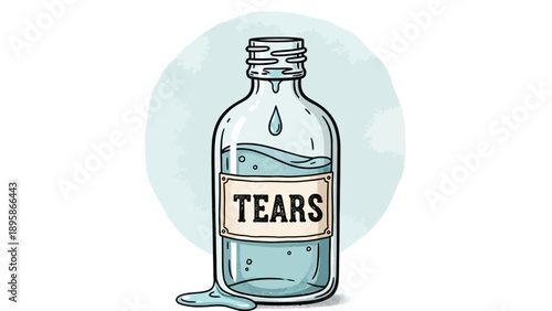 Vintage bottle of tears with a single drop falling