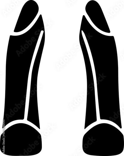 Black high-heel shoe icon viewed from back with stylized curves for fashion, footwear, and apparel design content.