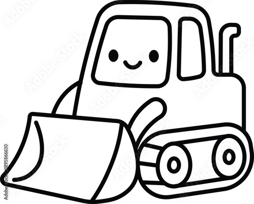 Cute Kawaii Bulldozer Coloring Page Construction Vehicle