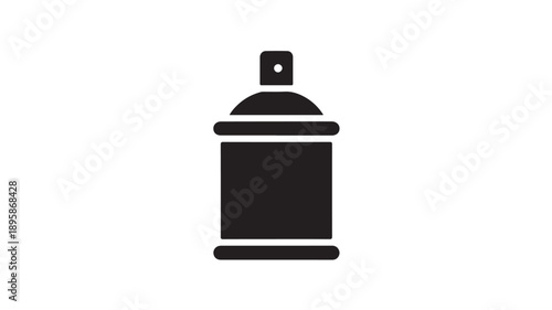 Black aerosol can in simple flat design with clean lines on white background for graphic design