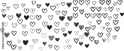 Set of Hand Drawn Heart Doodles Sketched Love Symbols and Romantic Icons