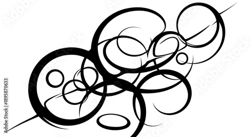 An abstract black line art illustration with tangled flowing curves, representing creativity, chaos, imagination, complexity, emotions, and abstract thinking; ideal for modern art, conceptual design, 