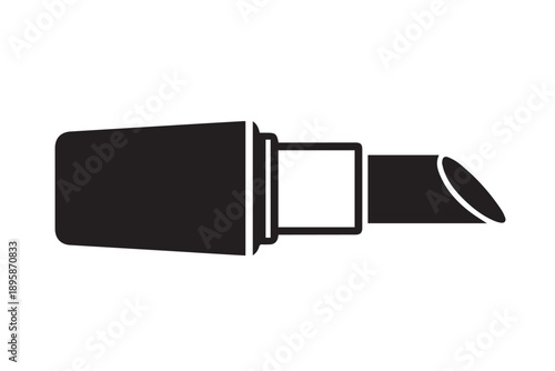 Open lipstick with angled tip, beauty product silhouette icon isolated on white background