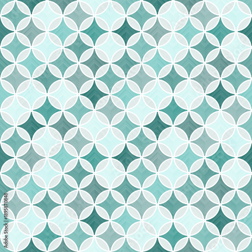 Seamless monochrome turquoise geometric pattern.