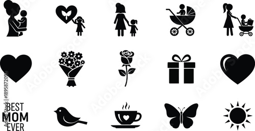 Mother's day icons and symbols