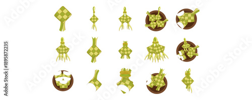 Ketupat Vector Icon Set