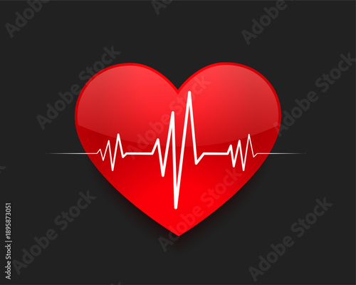 medic cardio pulse rate with red heart design