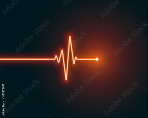glowing neon ecg pulse rate chart background