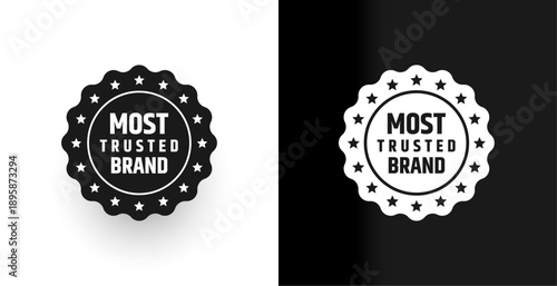 white black most trusted reliable brand sticker in set